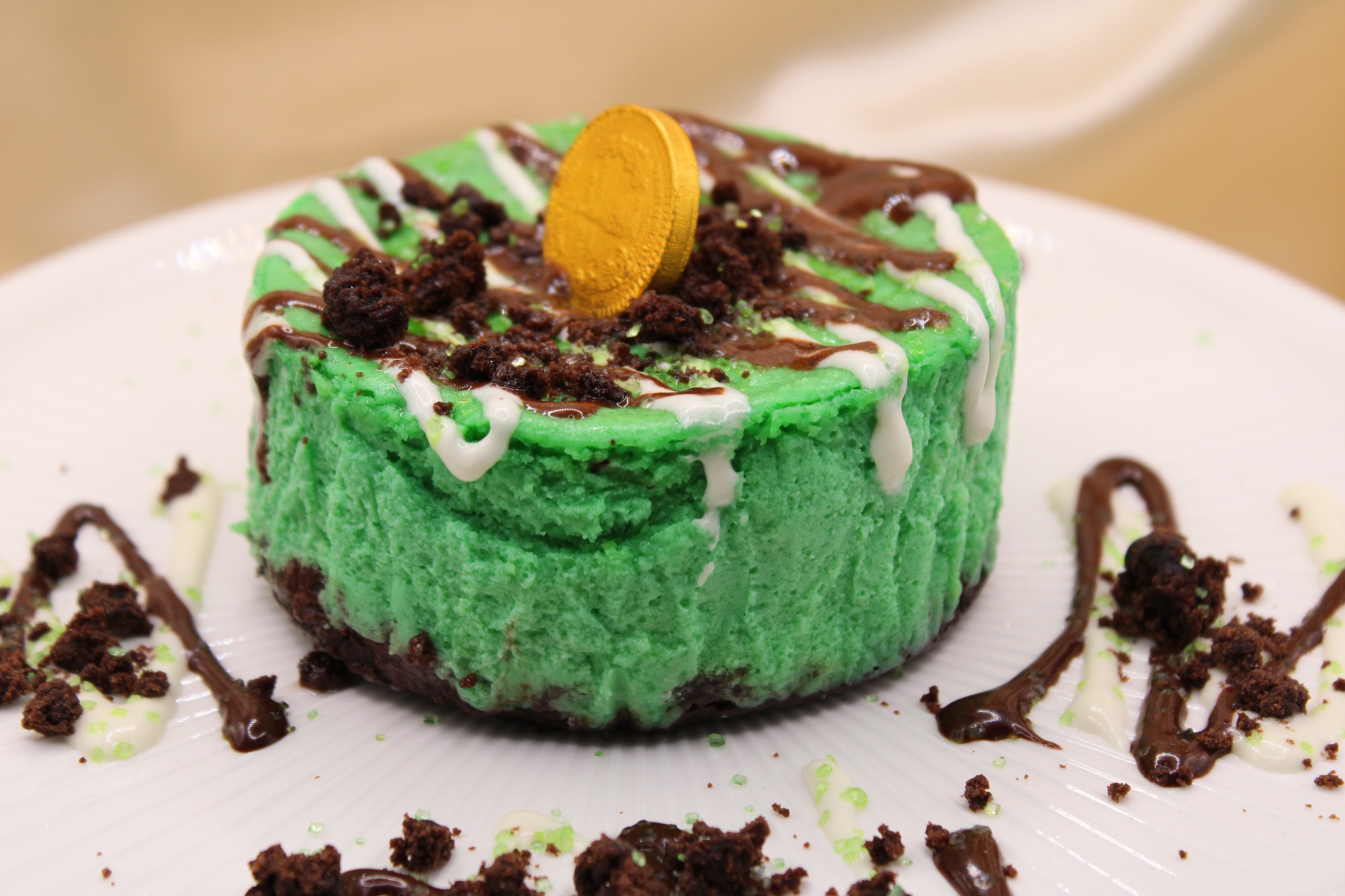 Chocolate Brownie Shamrock Cheesecakes
