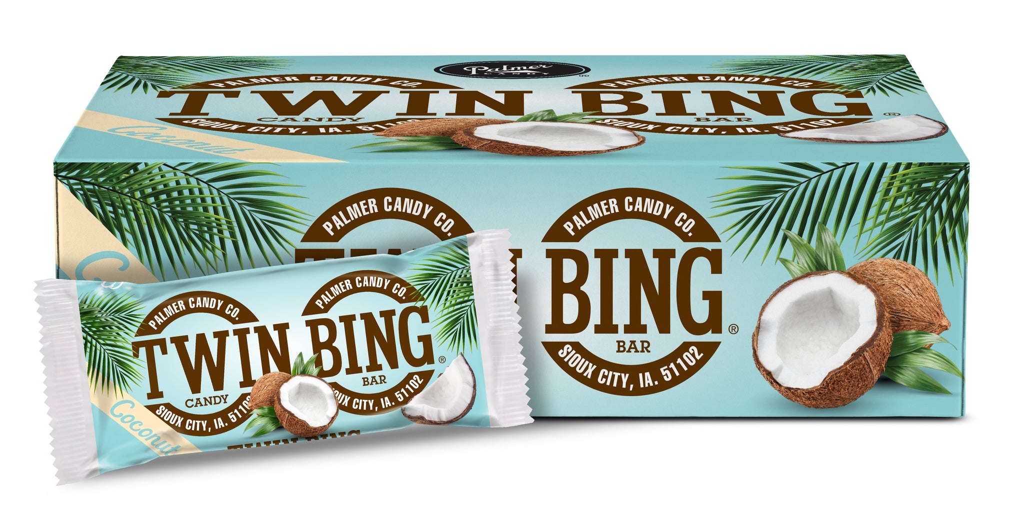 Palmers Twin Bing Chocolate Covered COCONUT Candy Bar 36ct