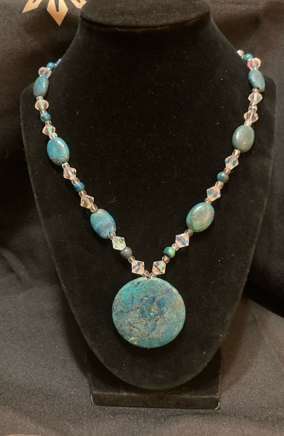 Turquoise? and Crystal Blue Oval Necklace