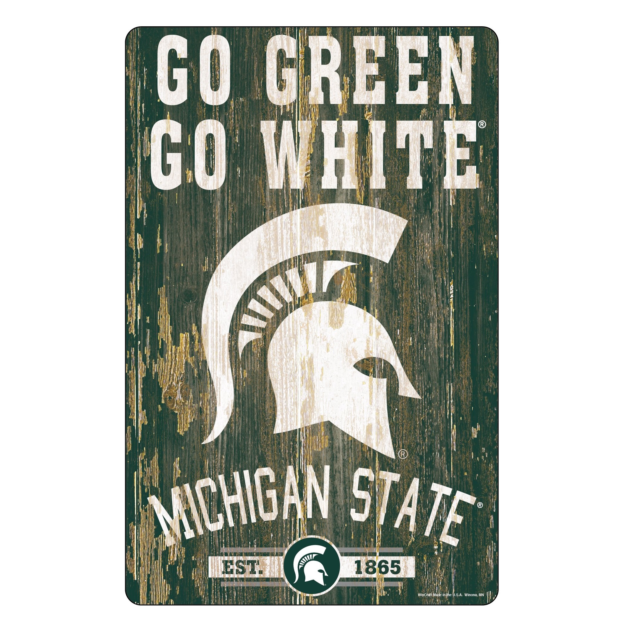 Michigan State Spartans Wood Slogan Sign 11x17"