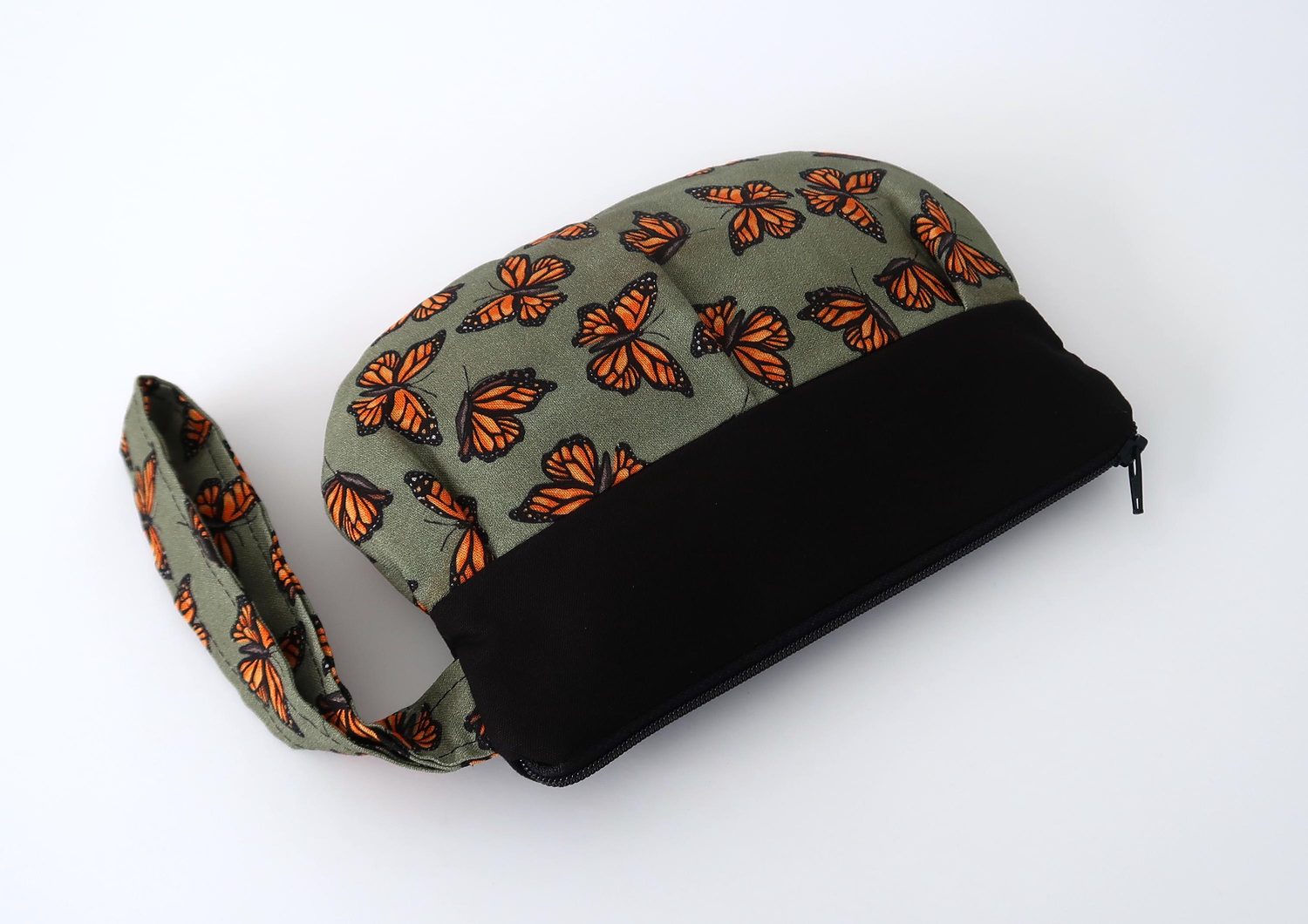 Pleated Wristlet – Monarchs on Sage, photo 6 of 8