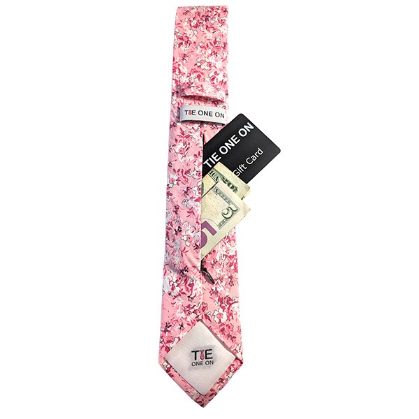 Pink White Floral Hidden Pocket Tie
