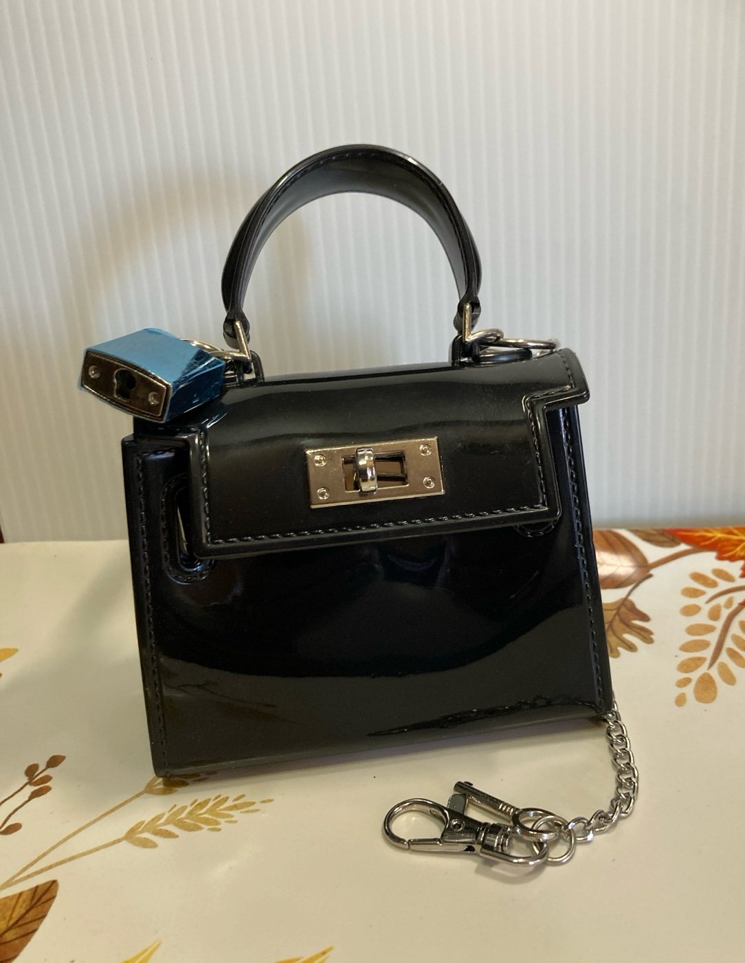 Kendall + Kylie Lock & Key Micro Mini Purses Shoulder Chain Vegan Leather
