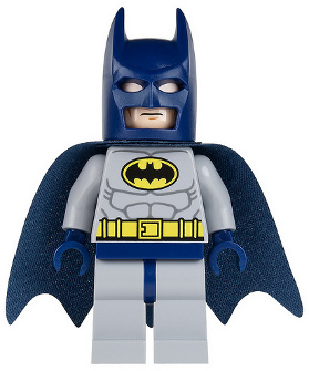 sh0025 Batman - Light Bluish Gray Suit with Yellow Belt and Crest, Dark Blue Mask and Cape (Type 1 Cowl)