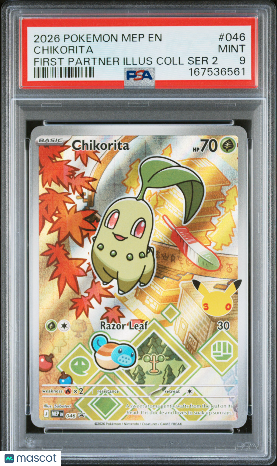 2026 Black Star Promos Chikorita First Partner Illus Coll Ser 2 PSA 9 #046