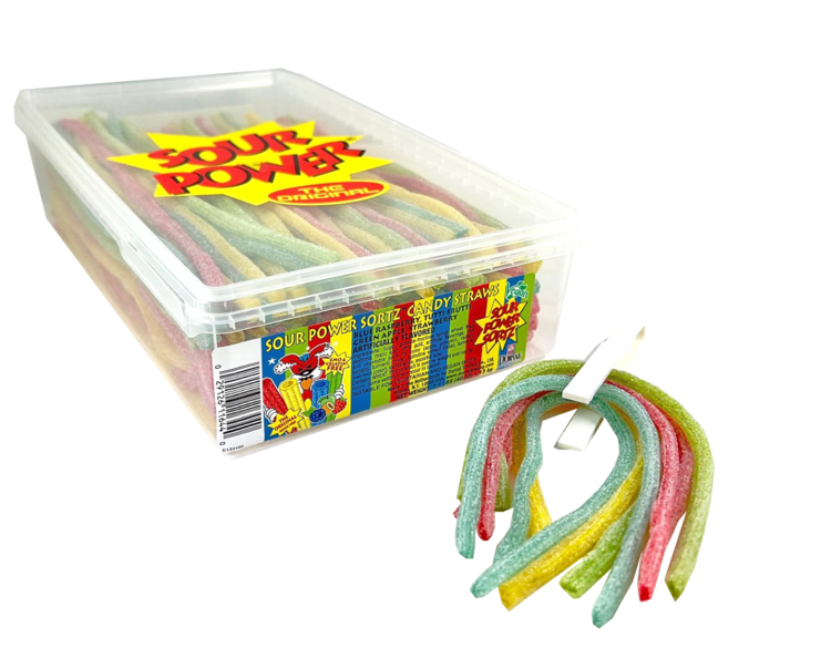 Dorval Sour Power Straw Tubes Candy Rainbow Quattro  Tub 2.5lb