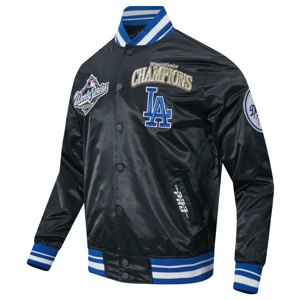 Los Angeles Dodgers 2025 World Champions Luxury Black Satin Pro Standard Jacket