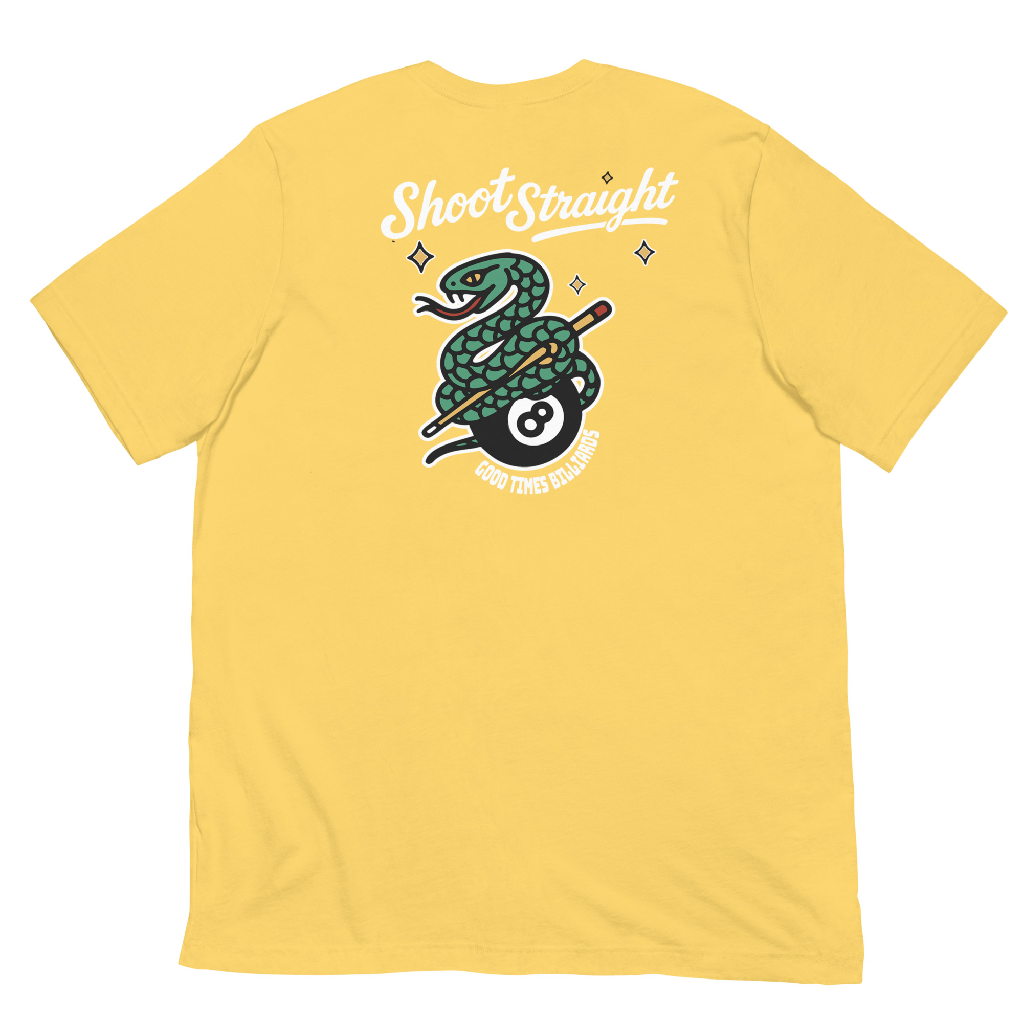 âShoot Straightâ Snake Good Times Billiards T-Shirt â Image 1