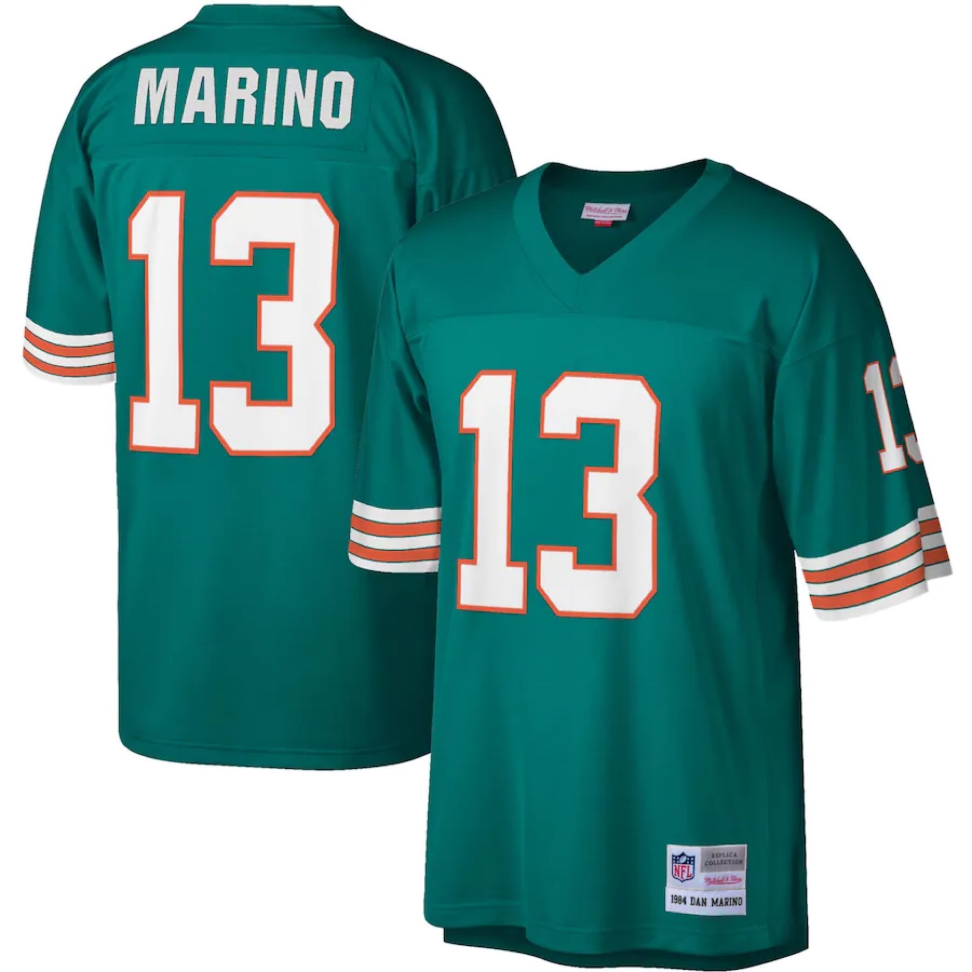 Miami Dolphins 1984 Dan Marino #13 Aqua Mitchell and Ness Jersey