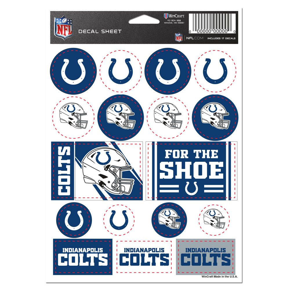Indianapolis Colts Vinyl Decal Sheet 5x7"