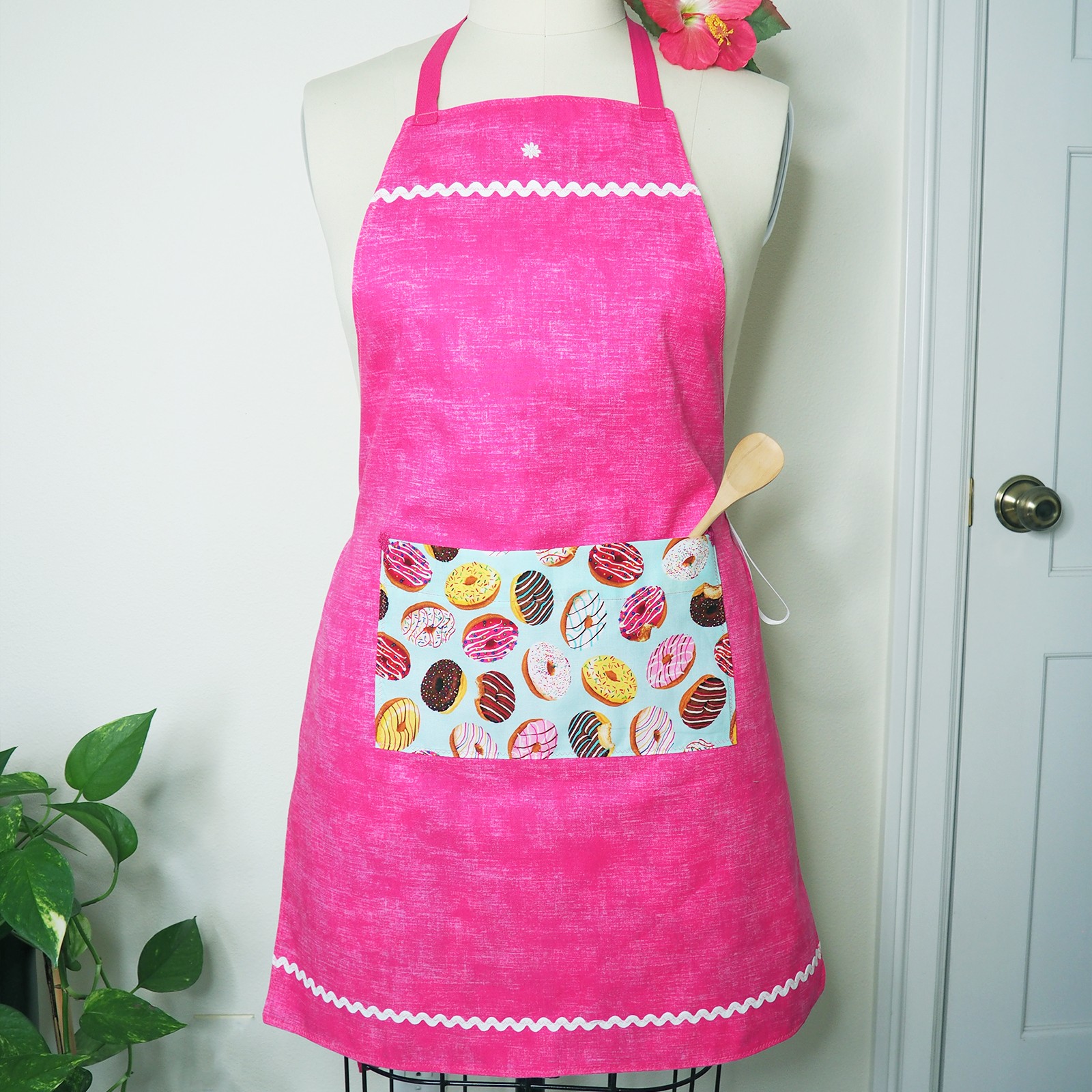 Pink Hibiscus Reversible Apron