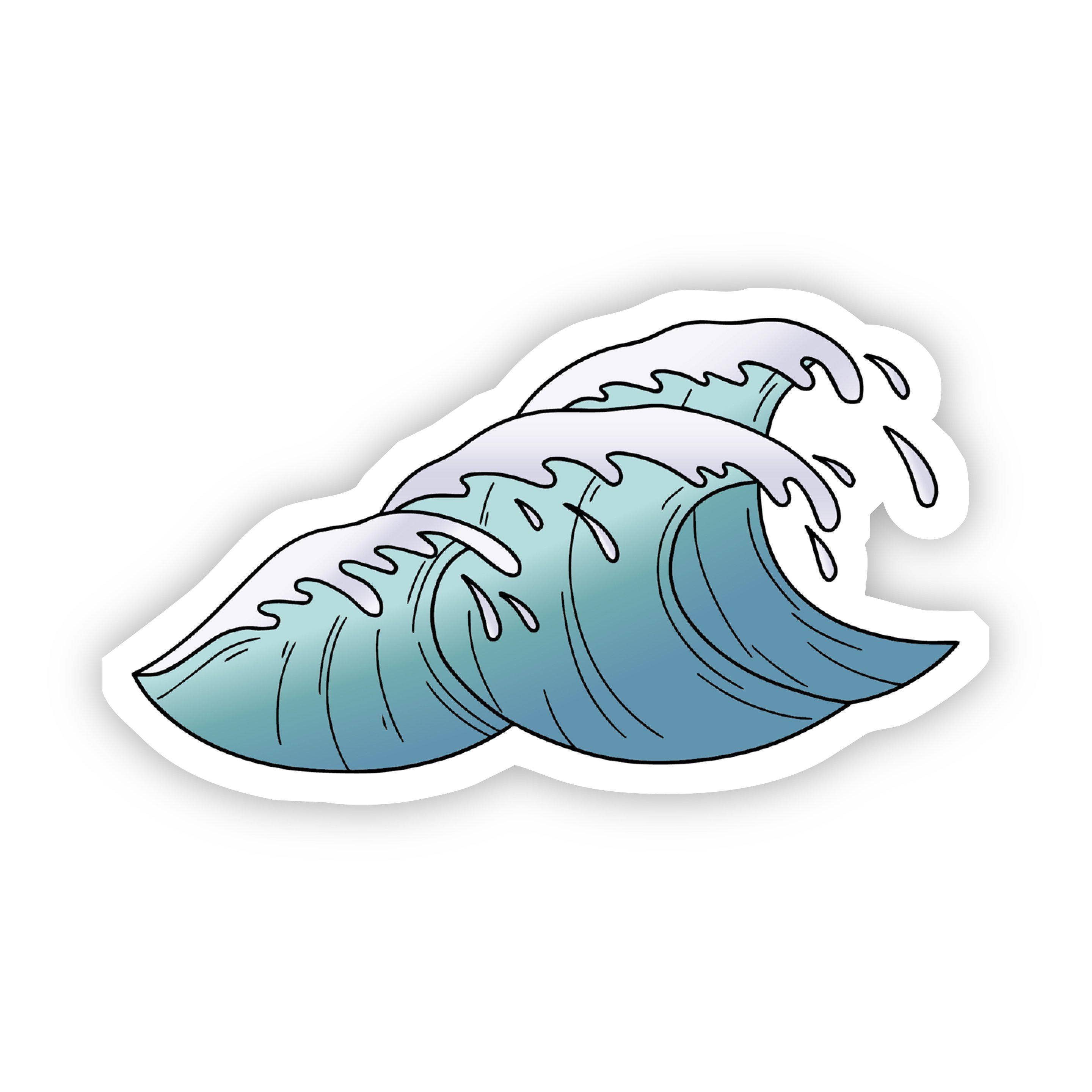 Light Blue Waves Beach Aesthetic Sticker