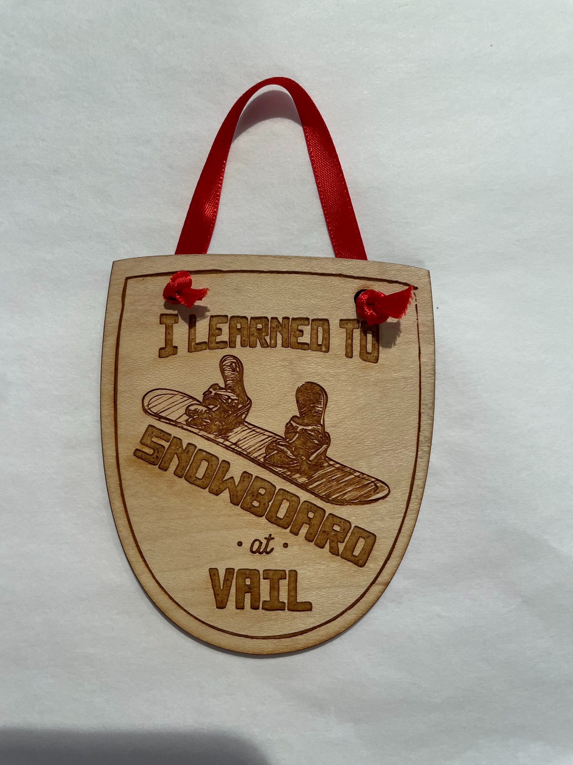 I Learned to Snowboard in Vail Wood Ornament