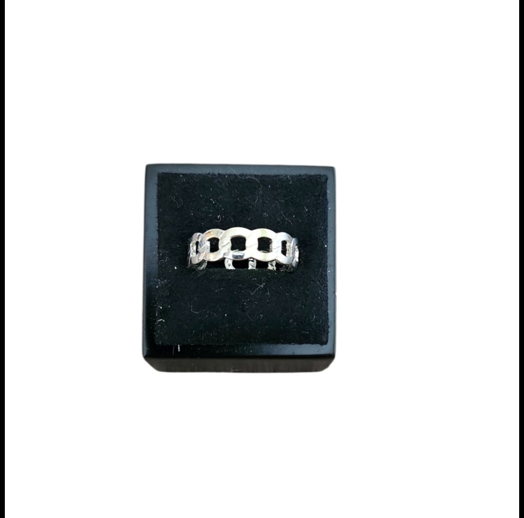 Size 6.5 Silver Toned Chain Link Open Band