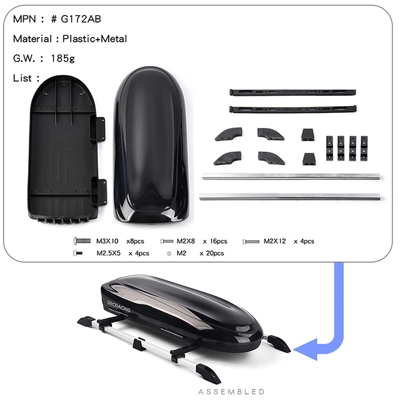 248*100mm Plastic Roof Luggage Box Black