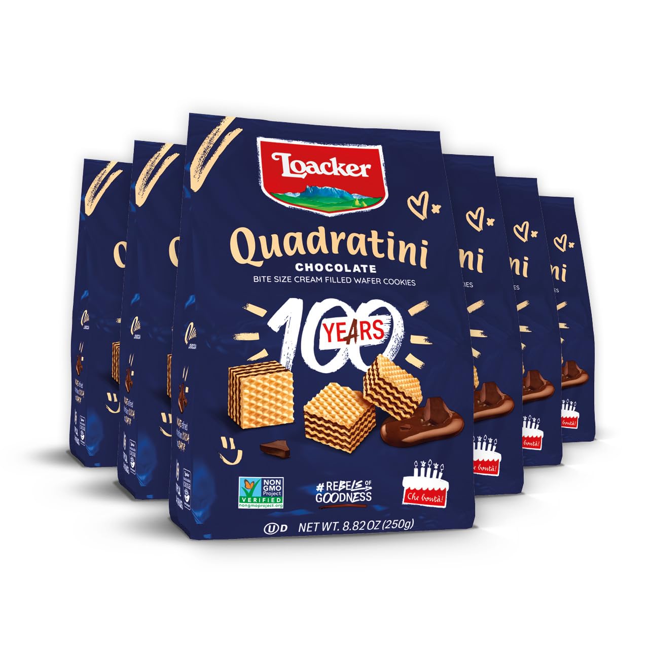 Loacker Quadratini Chocolate Wafer Bite Size Cookie Bag 8.82 oz 6ct