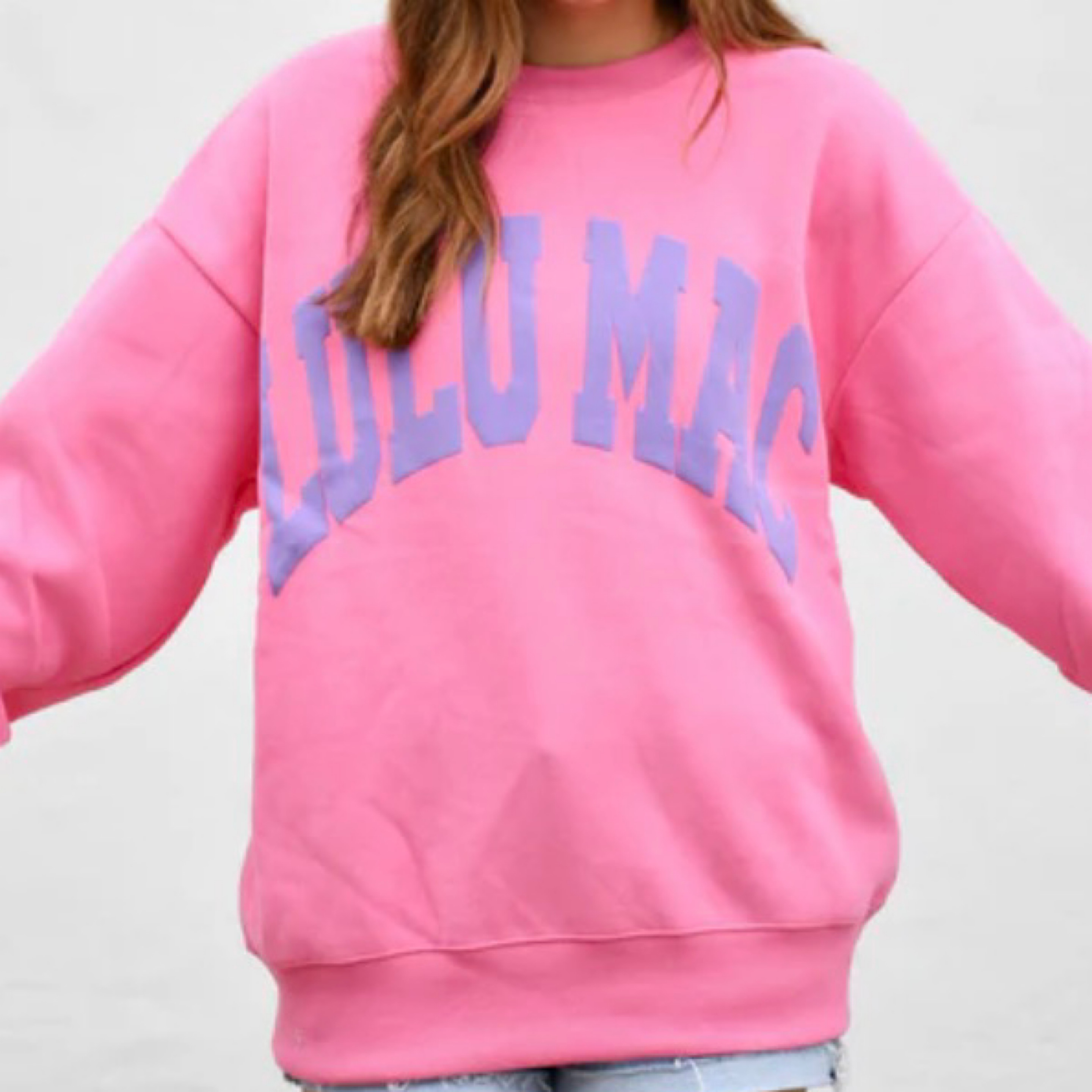 LuluMac sweatshirt pink/purple puff — Bama Tan boutique, Tuscaloosa AL