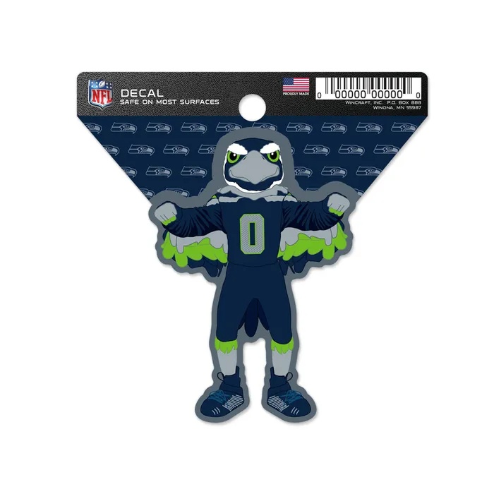 Seattle Seahawks Mascot Clean Cut Decal 3x4"