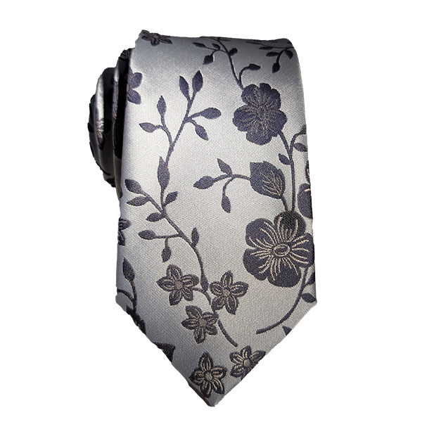 59 X 2.75 Inch Light Blue Navy Floral Vine Tie