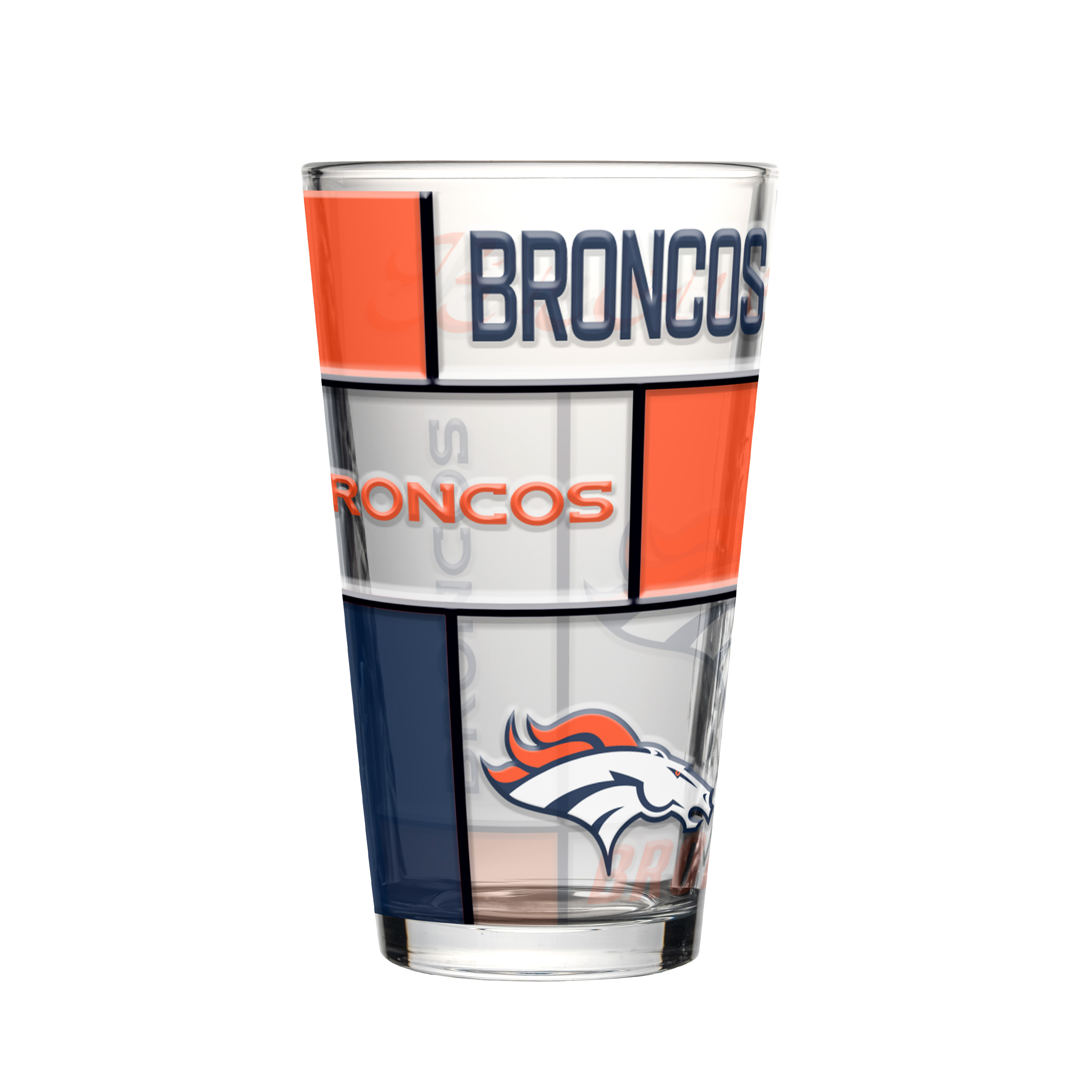 Denver Broncos Boxed Quilted Stained Pint Glass 16oz