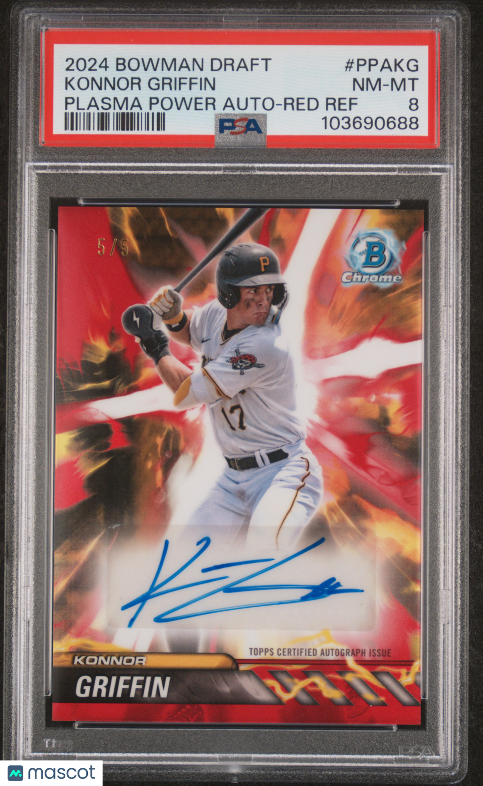 2024 Bowman Draft Plasma Power Autographs Konnor Griffin #PPAKG Red Ref /5 PSA 8