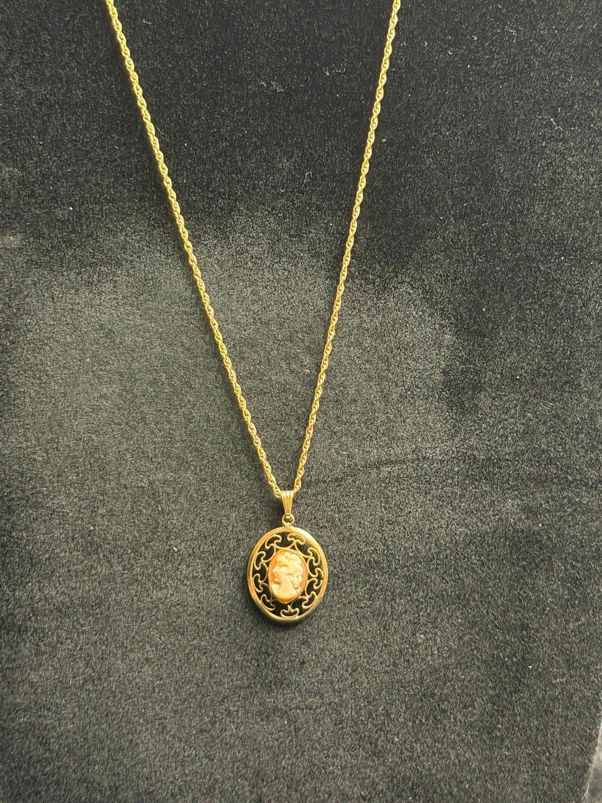 CAMEO 12K GF BOJAR PENDANT on 1/20 12k Gold Chain 18β