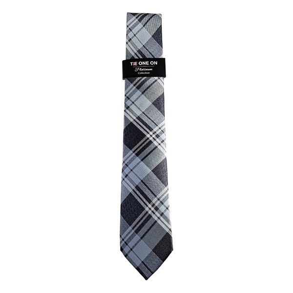 150 X 7 Cm Navy Light Blue Plaid Tie