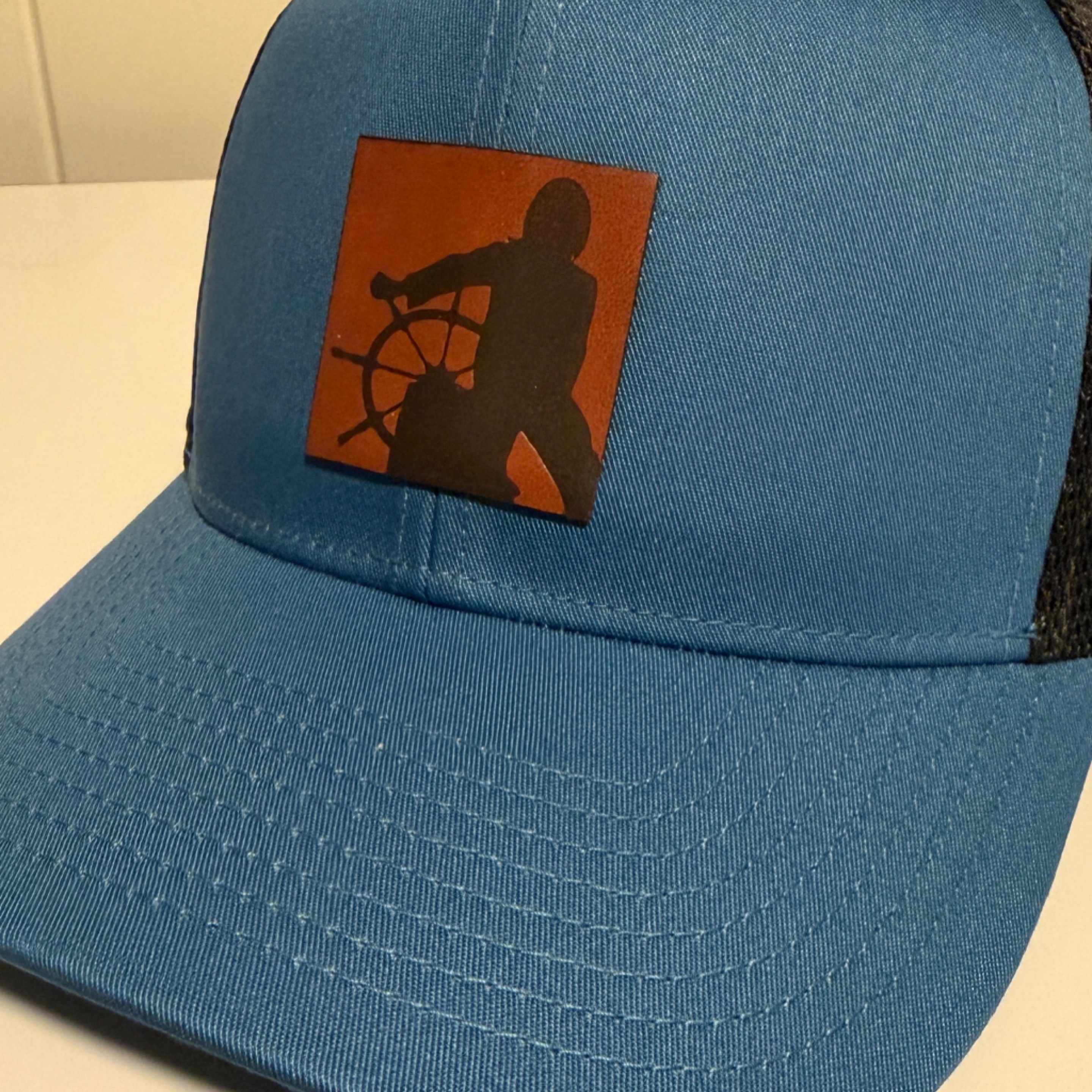 Man At The Wheel Leather Patch Cap