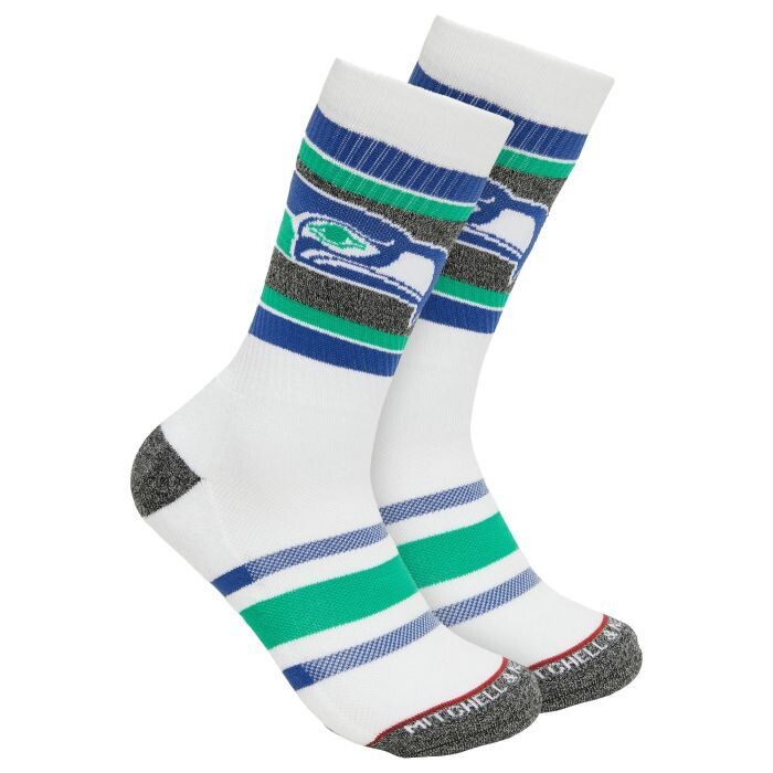 Seattle Seahawks Retro White Mitchell and Ness Interception Crew Socks