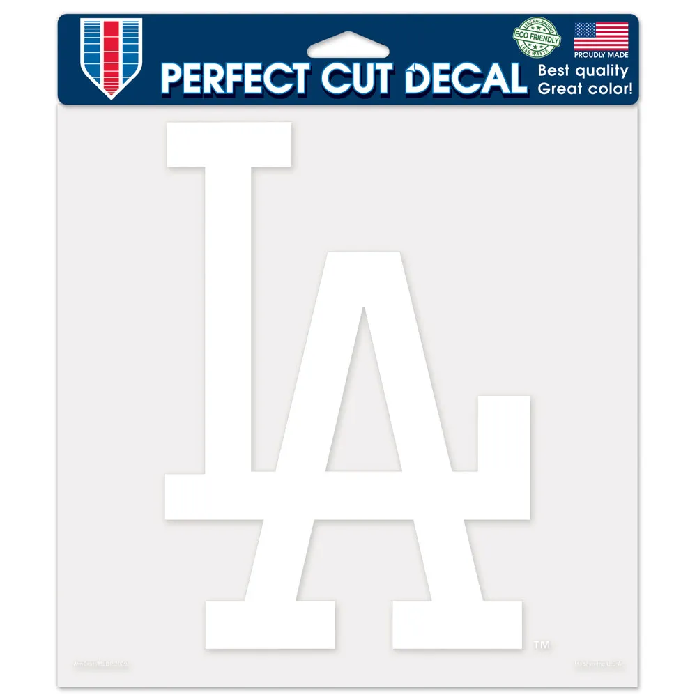 Los Angeles Dodgers White Perfect Cut Decal 8x8"