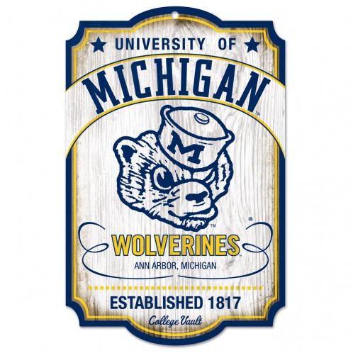 Michigan Wolverines Wood Sign - 11x17"" College Vault