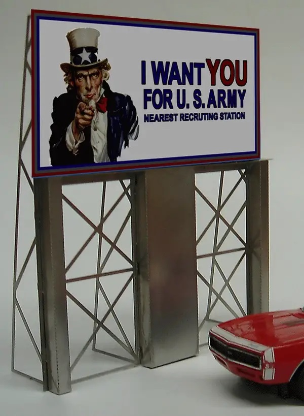 Uncle Sam Roadside Billboard HO Scale, O Scale