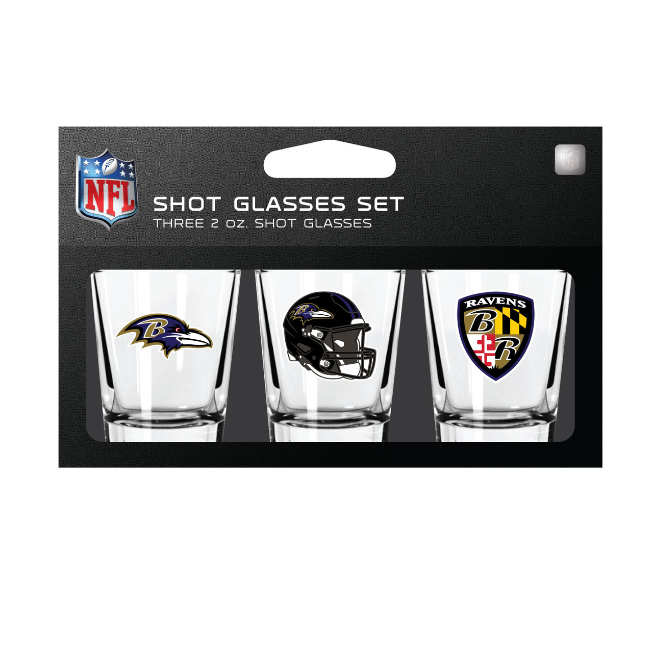 Baltimore Ravens Shot Glass Set 3 Pack