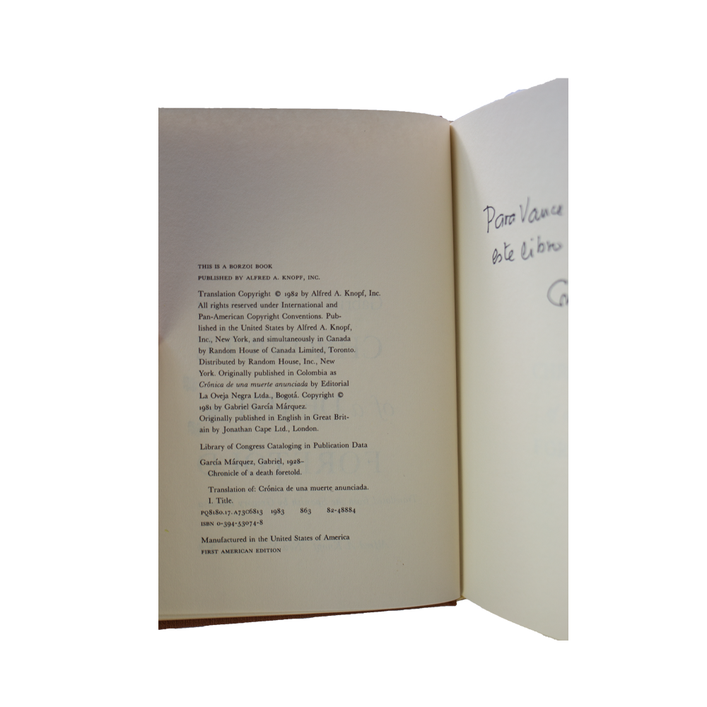 Marquez Garcia, Gabriel -- Chronicle of a Death Foretold [Book]