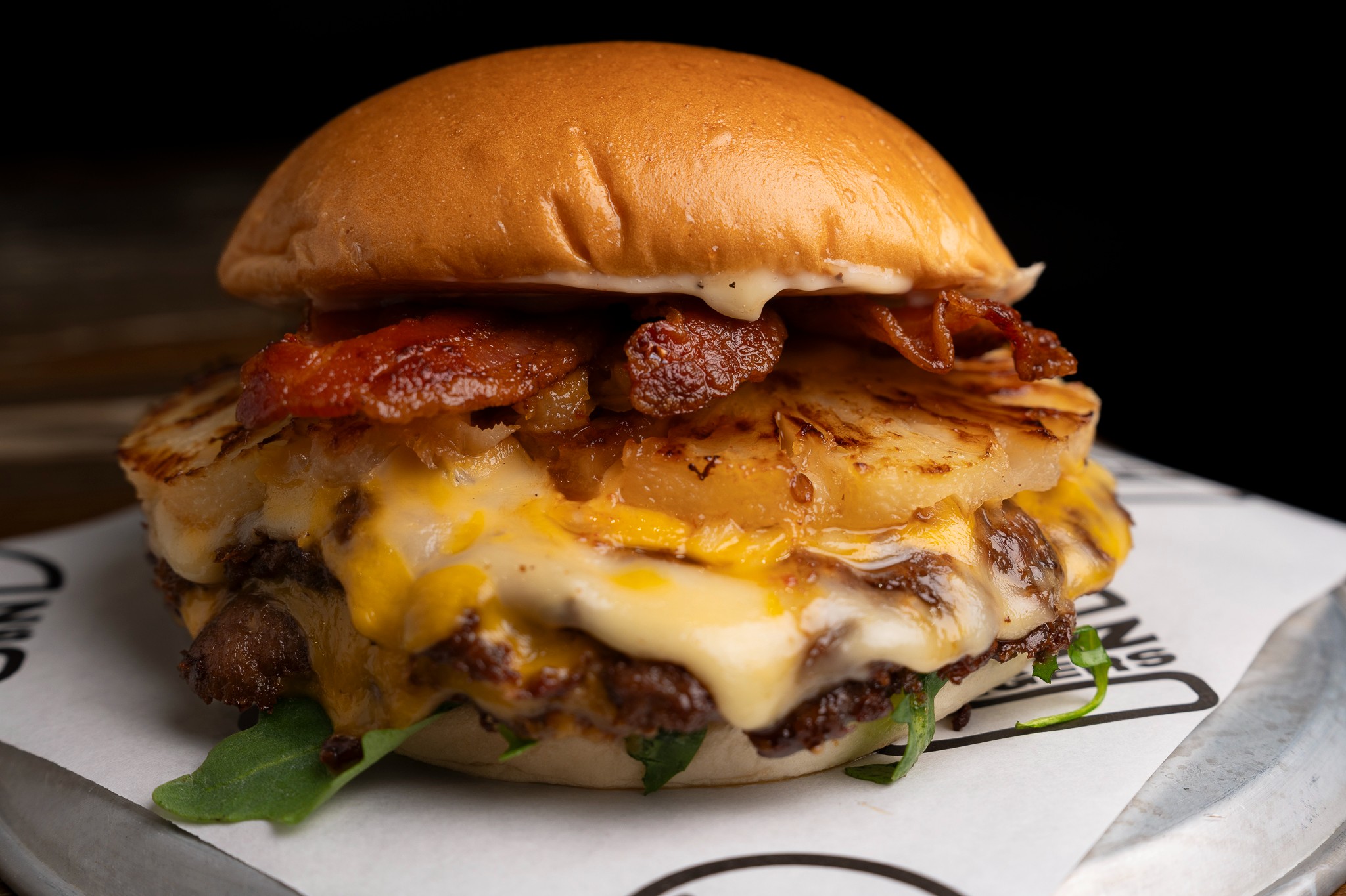 Sunny Pine Burger with grilled pineapple