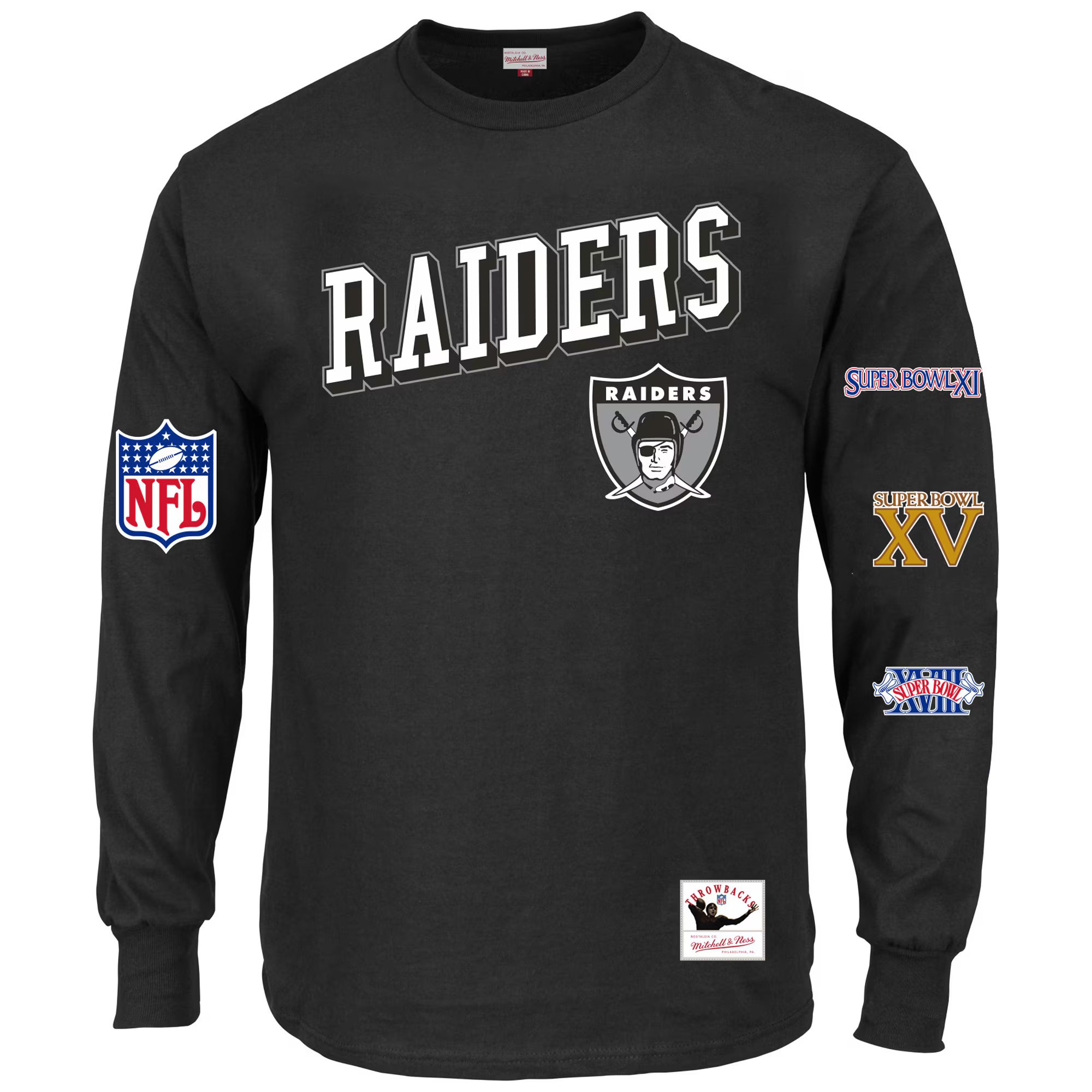 Las Vegas Raiders Embroidered Mitchell and Ness Training Camp Long Sleeve Shirt