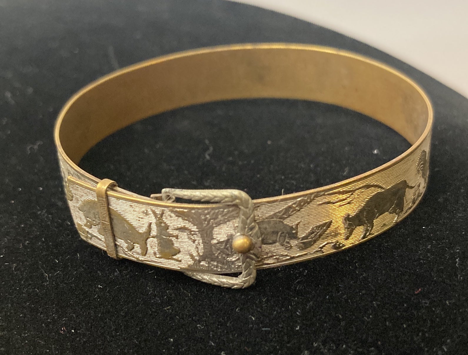 Vintage Childs Engraved Bracelet Farm Animals