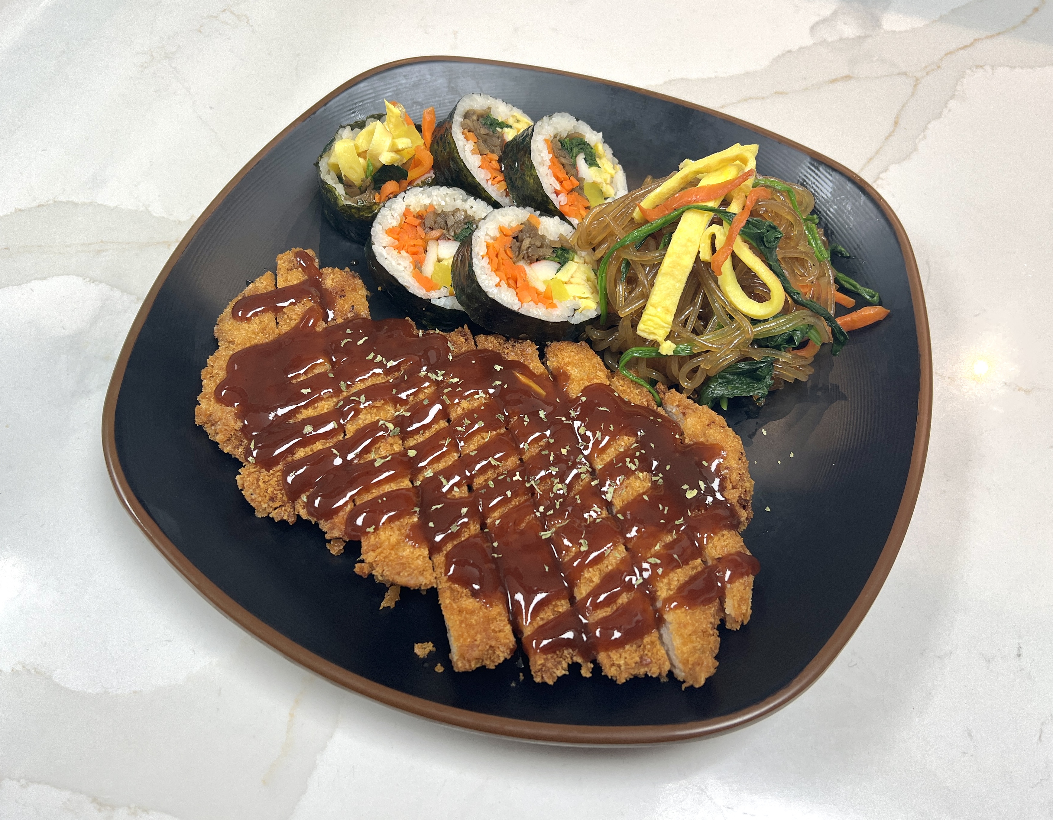 Donkatsu + Japchae + 1/2 Original Gimbap