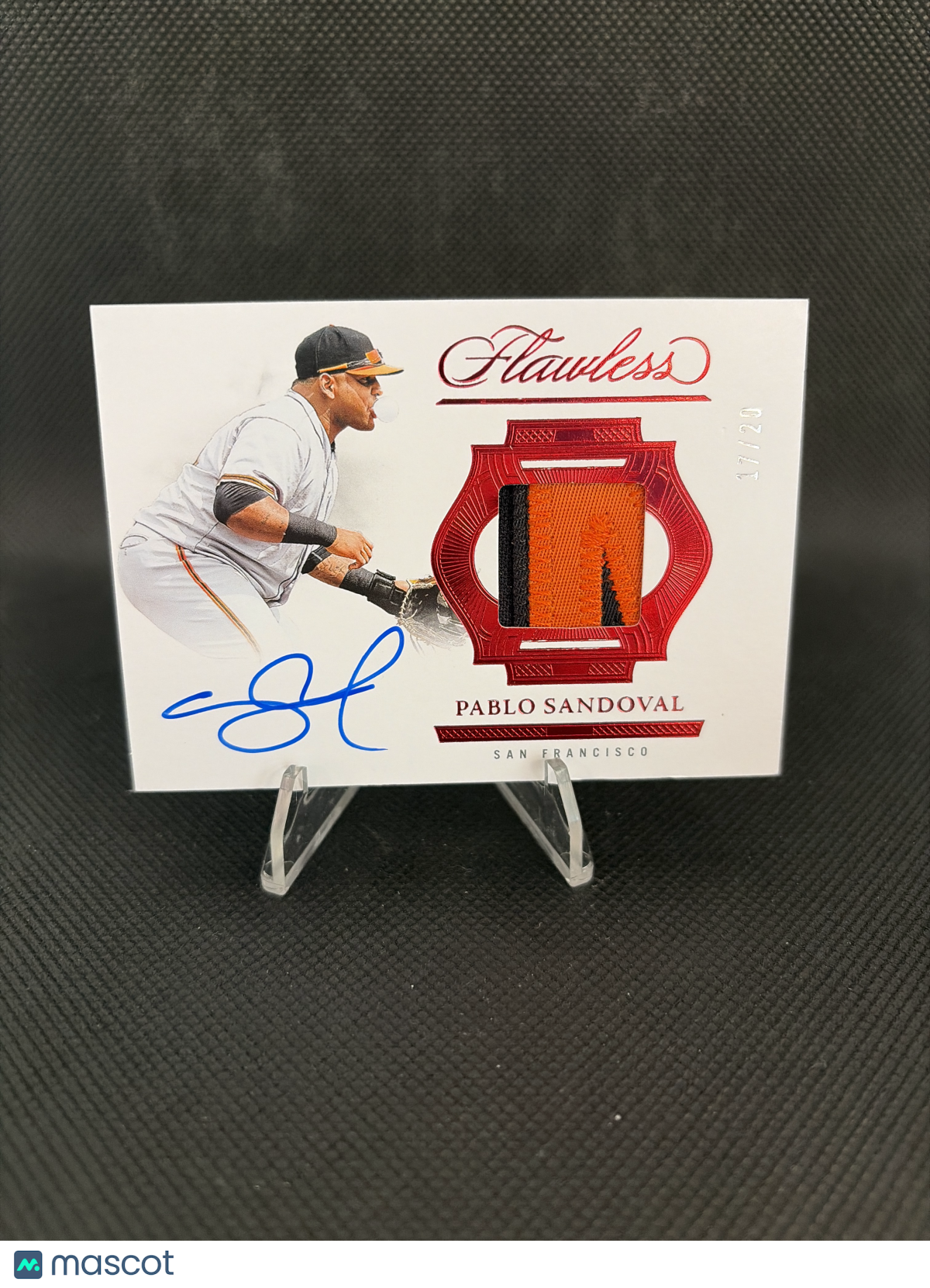 2025 Panini Flawless Pablo Sandoval Red /20 Prime Patch Autograph