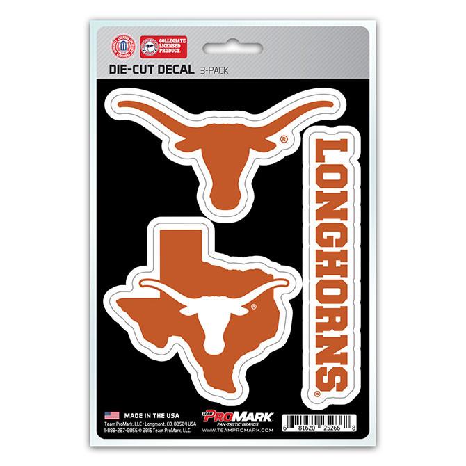 Texas Longhorns Die Cut Team Decals 3pk