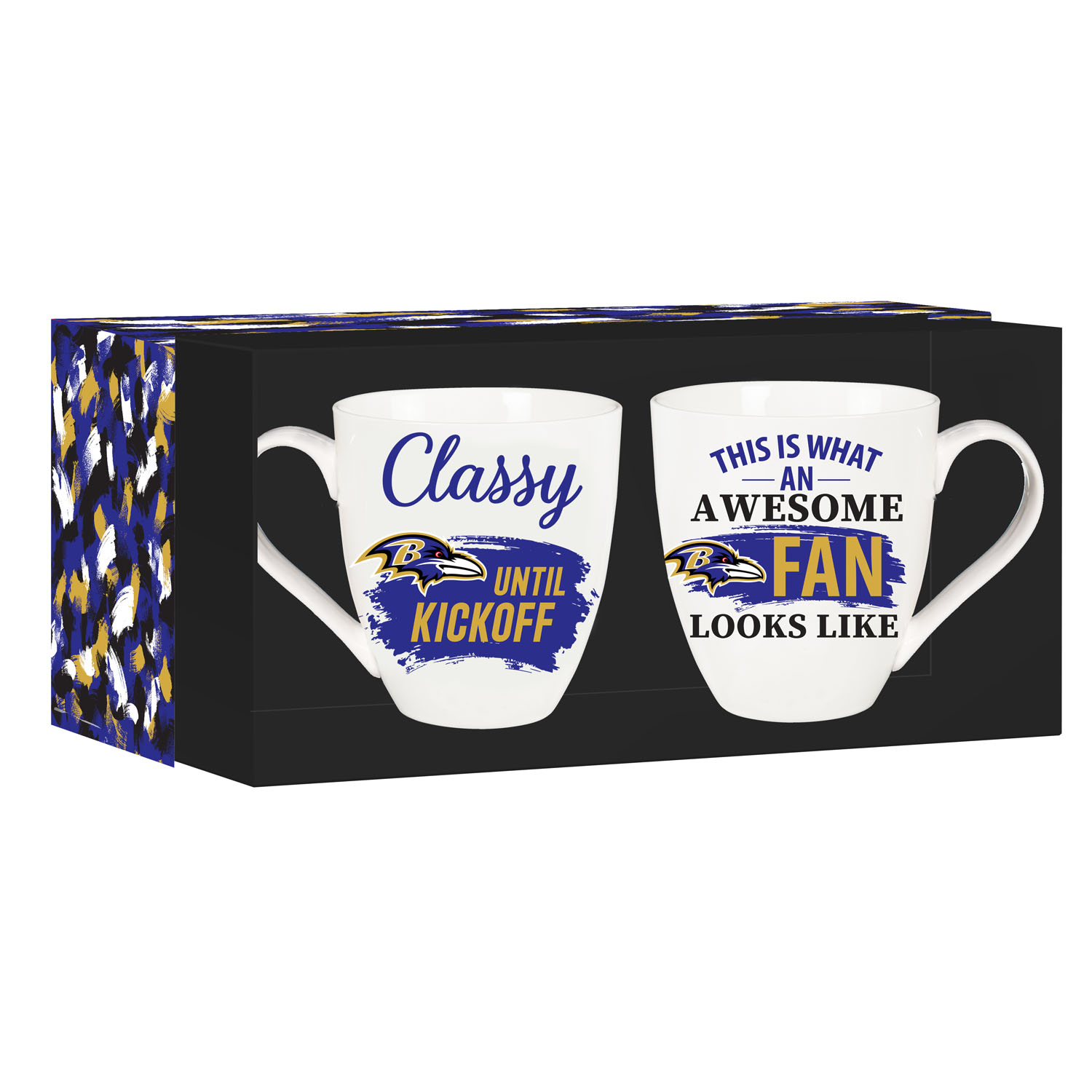 Baltimore Ravens Ceramic Coffee Mug Set with Box 17oz Each