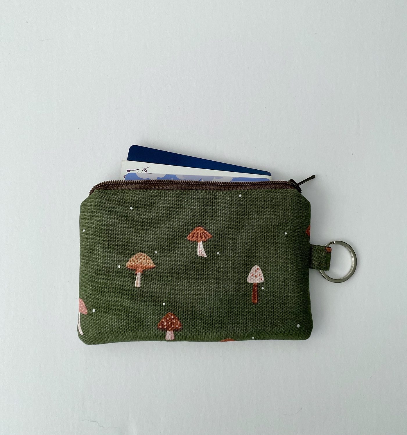 Keychain Pouch – Darling Mushrooms – handmade keychain pouch