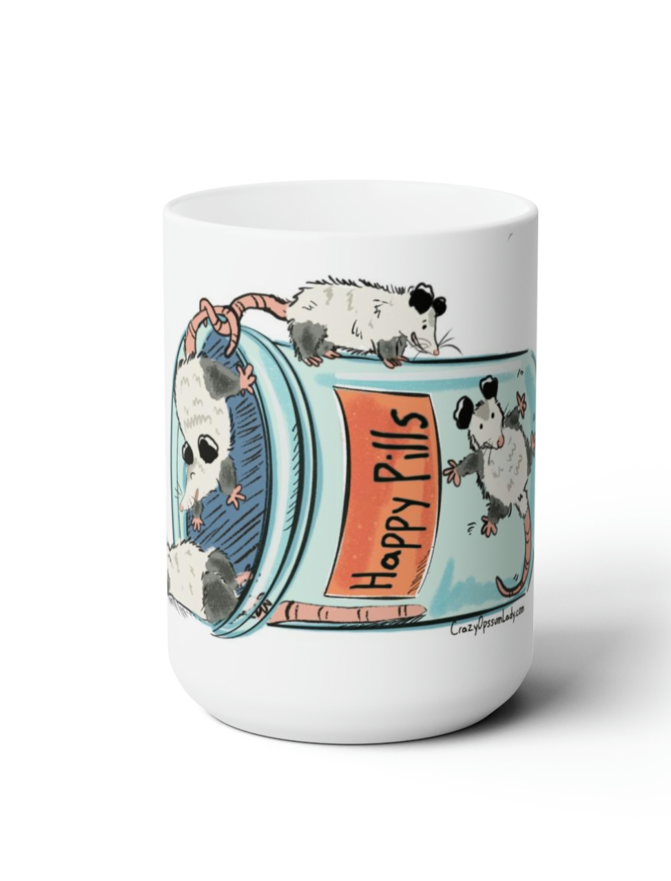 The Crazy Opossum Lady - Mug : Happy Pills Mug Humor Opossum Possum Coffee