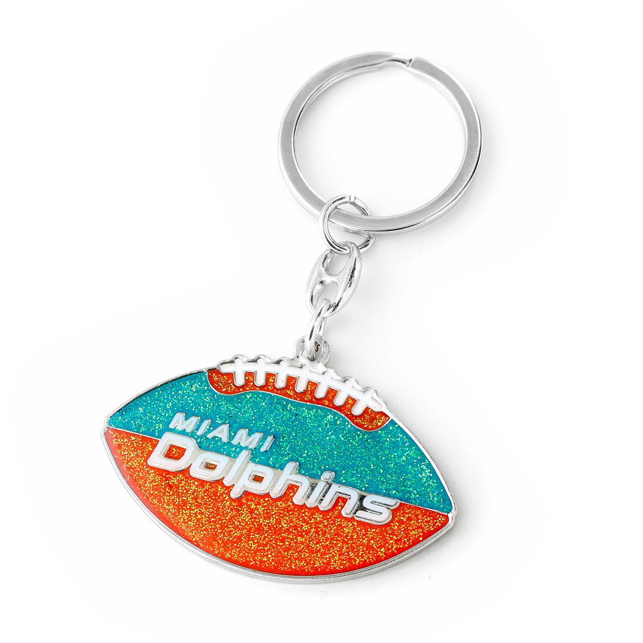 Miami Dolphins Glitter Football Keychain