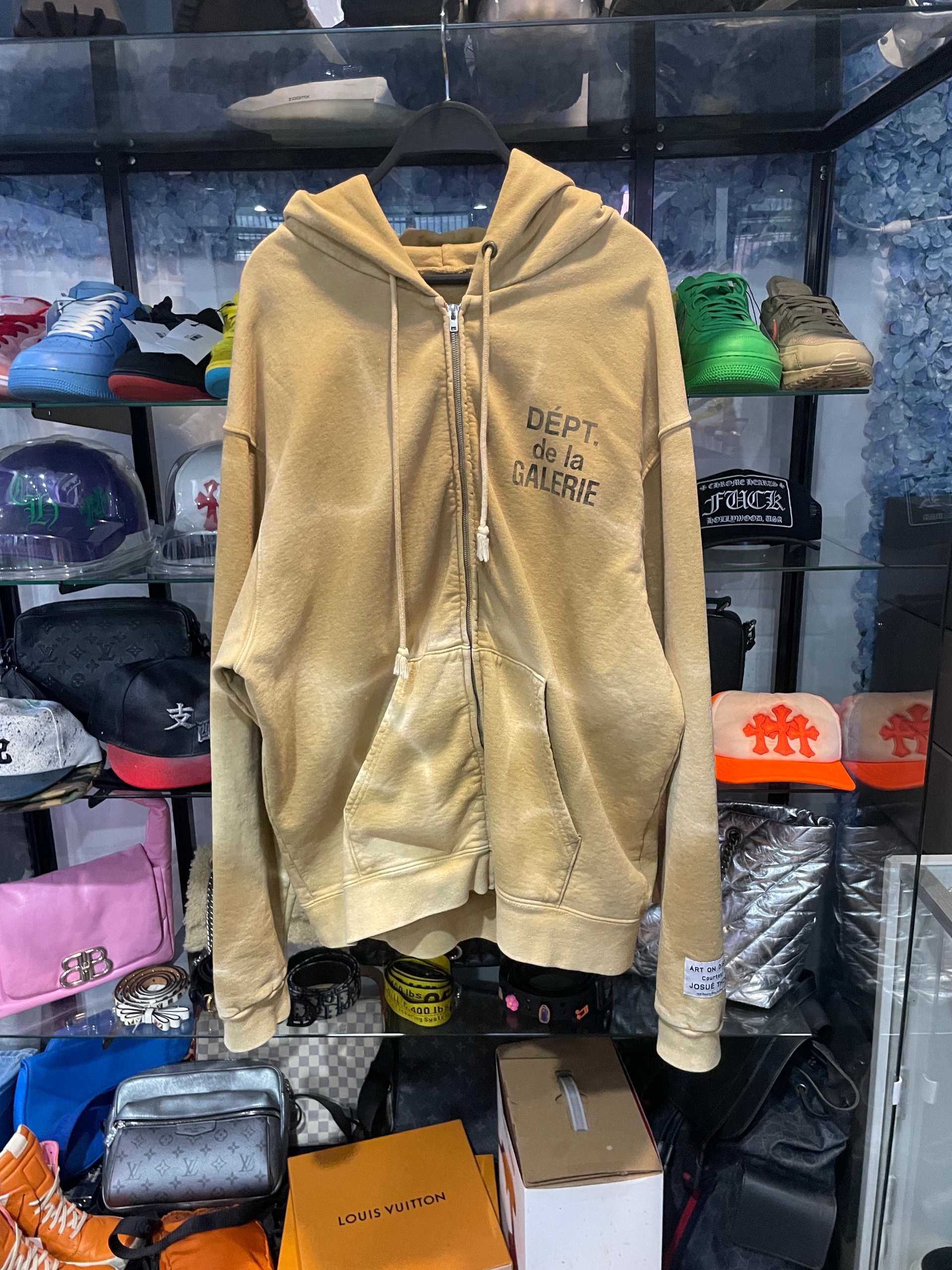 GALLERY DEPT. - Washed Logo Zip Hoodie by Gallery Dept. ( USED )