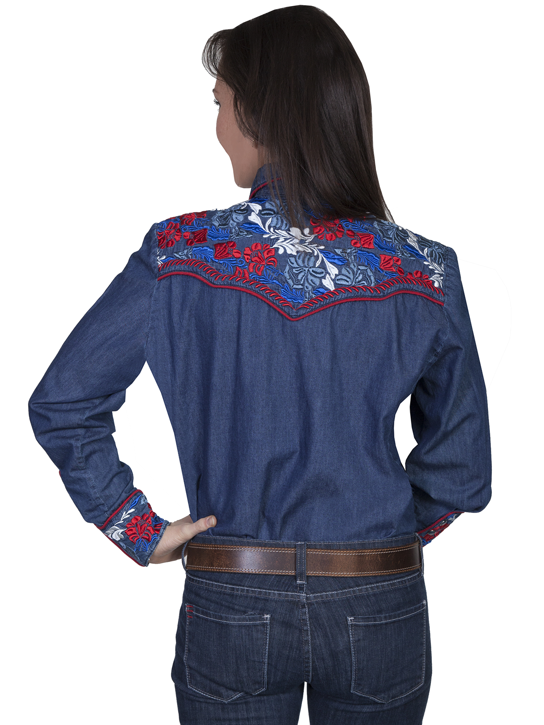 Colorful Floral Tooled Emb. Shirt