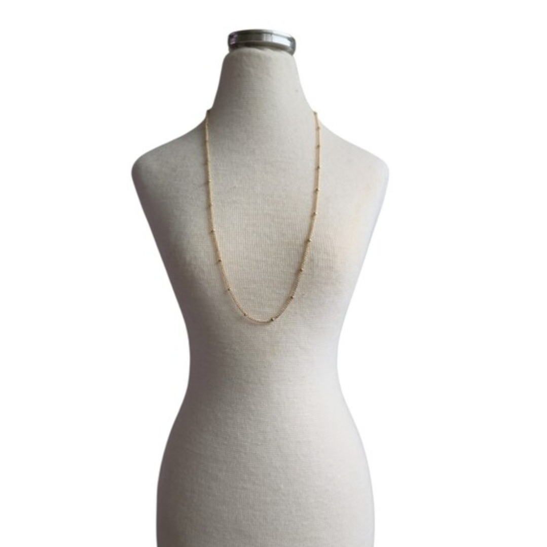 Delicate Gold Bead Station Necklace 18"