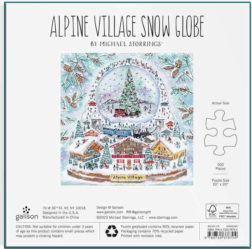 Michael Storrings Alpine Village Snowglobe Foil Puzzle