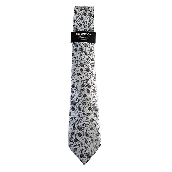 150 X 7 Cm Grey Black Floral Tie