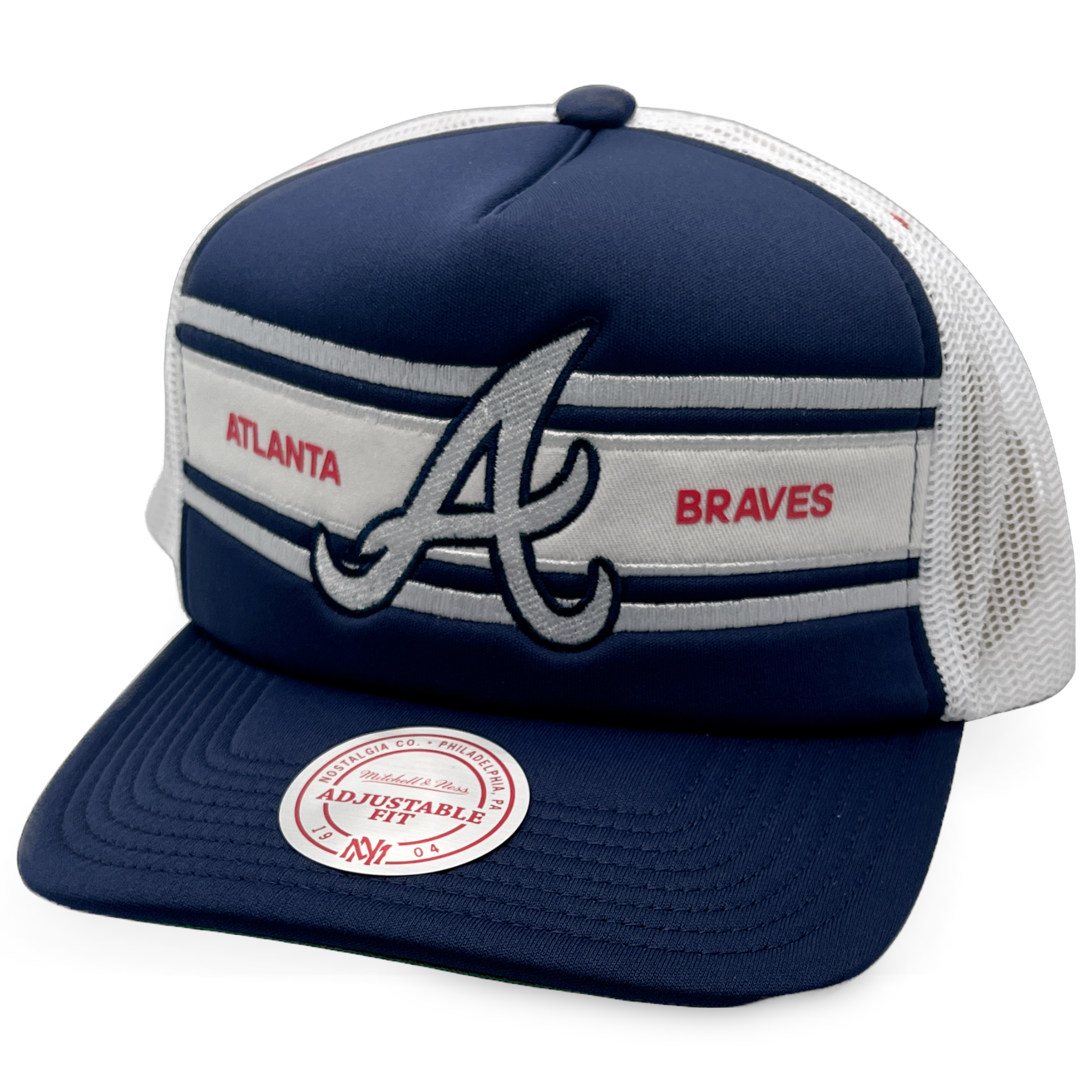 Atlanta Braves Retro Sideline Trucker Mitchell and Ness Snapback Hat